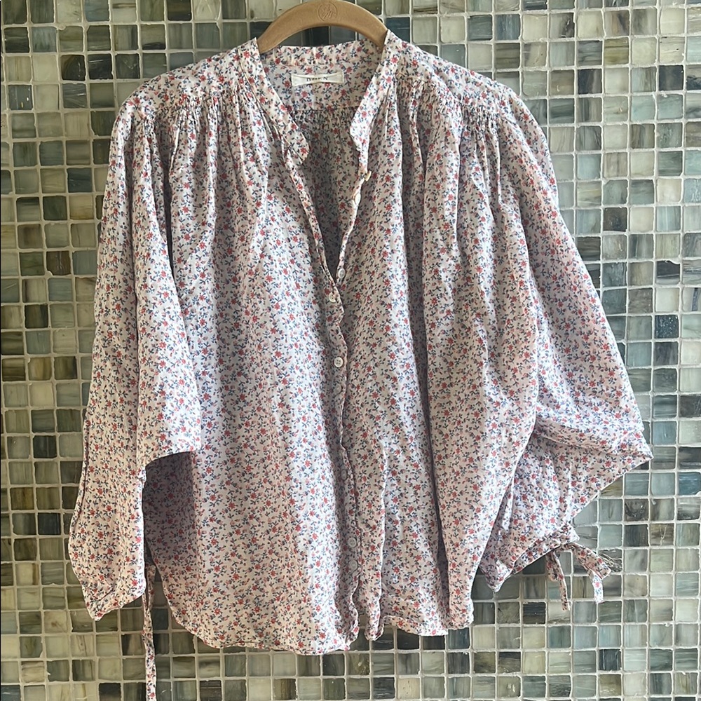Doen Pink and Red Floral Blouse